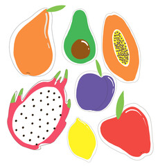 Natural ripe fruit set illustration