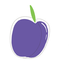 Natural ripe fruit plum illustration