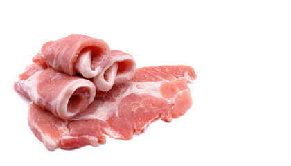 Raw sliced pork steak isolated on a white background.selective focus.