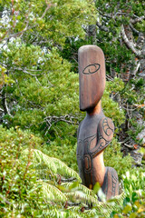 Modern style New Zealand Maori carving, guardian of the forest