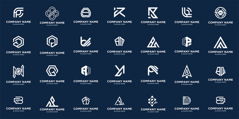 Collection of abstract monogram logo technology lettering designs, Set of abstract initial a-z.monogram logo design, icons for business of luxury, elegant and random