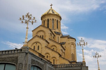 Fototapeta na wymiar Tsminda Sameba Cathedral (Holy Trinity Cathedral), Tbilisi, Georgia