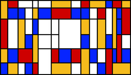 Graphic illustration of Mondrian painting