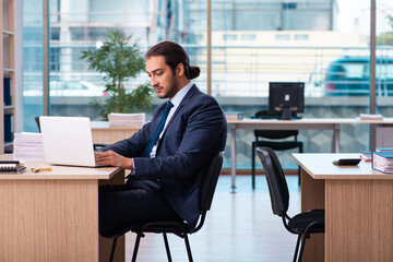 Young male employee working in the office