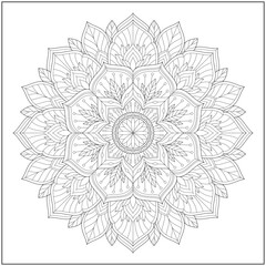 Circular pattern in form of mandala for learning and education. Coloring page illustration for adults and children. Outline style, black and white drawing. 