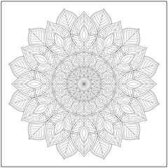 Circular pattern in form of mandala for learning and education. Coloring page illustration for adults and children. Outline style, black and white drawing. 