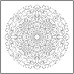 Circular pattern in form of mandala for learning and education. Coloring page illustration for adults and children. Outline style, black and white drawing. 