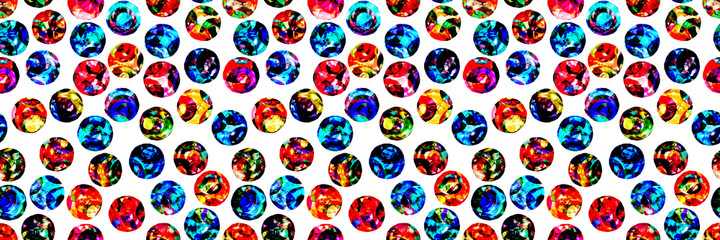 Circle Hand drawn Watercolor isolated on white canvas with high resolution texture, seamless pattern
