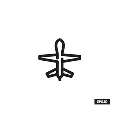 Military Drone Line Icon. Combat Drone Silhouette Vector Icon or Logo sign Vector illustration