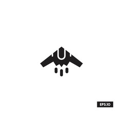 Military Drone Icon. Combat Drone Silhouette Vector Icon or Logo sign Vector illustration