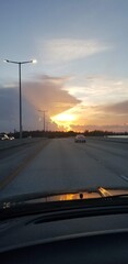 sunset on the highway