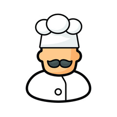 Chef icon vector isolated on white background. Simple person designed illustration.