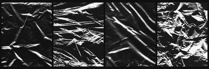 Wrinkled Plastic Wrap Grunge Texture Pack - obrazy, fototapety, plakaty