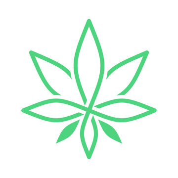 marijuana leaves and herbal. logo ,icon and illustration