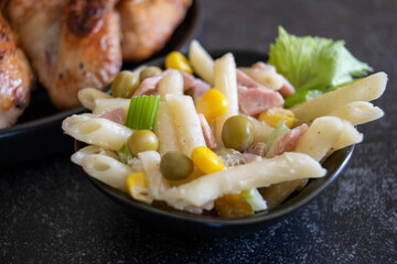 cold pasta salad & chicken
