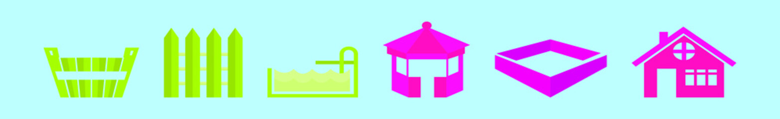 set of decoration element cartoon icon design template with various models. vector illustration isolated on blue background