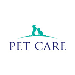 Illustration pet care dog and cat animal silhouette modern sign logo design template