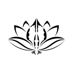 Black-white lotus pattern in Simple style. Isolated. Vector illustration.