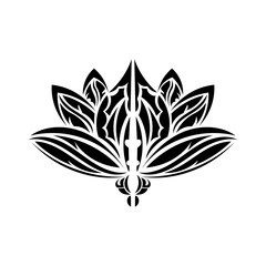 Black-white lotus pattern in Simple style. Yoga symbol. Isolated. Vector illustration.