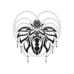 Black and white tattoo lotus pattern in simple style. Yoga symbol. Isolated. Vector