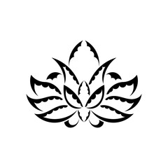 Obraz premium Lotus ornament, ethnic tattoo. Patterned Indian lotus. Isolated. Vector