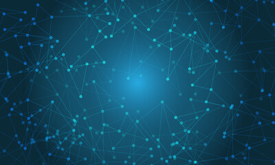 Obraz na płótnie Canvas Abstract blue line dot connect network geometric technology futuristic background vector illustration.