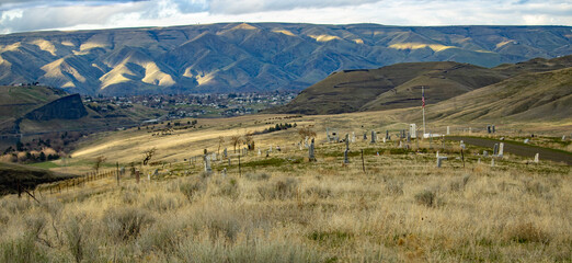 Old cemetery with mountain view