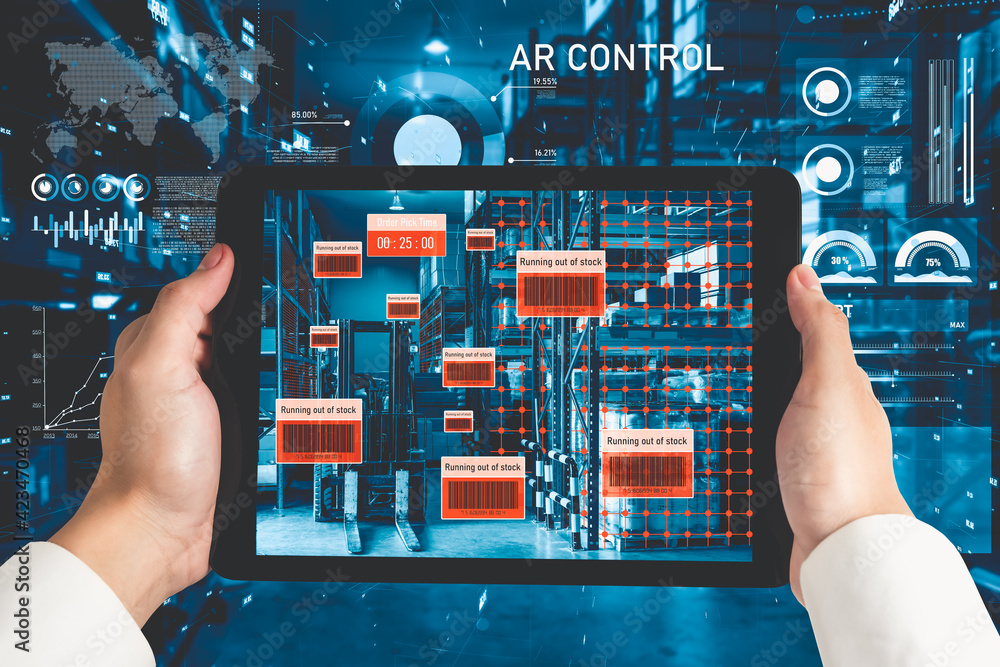 Poster smart warehouse management system using augmented reality technology to identify package picking and