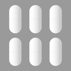 Vector illustration of a blister pack of pills isolated on a gray background