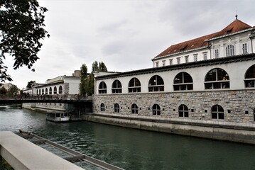 Fototapeta premium Ljubljana, Slovenija,Ljubljanica