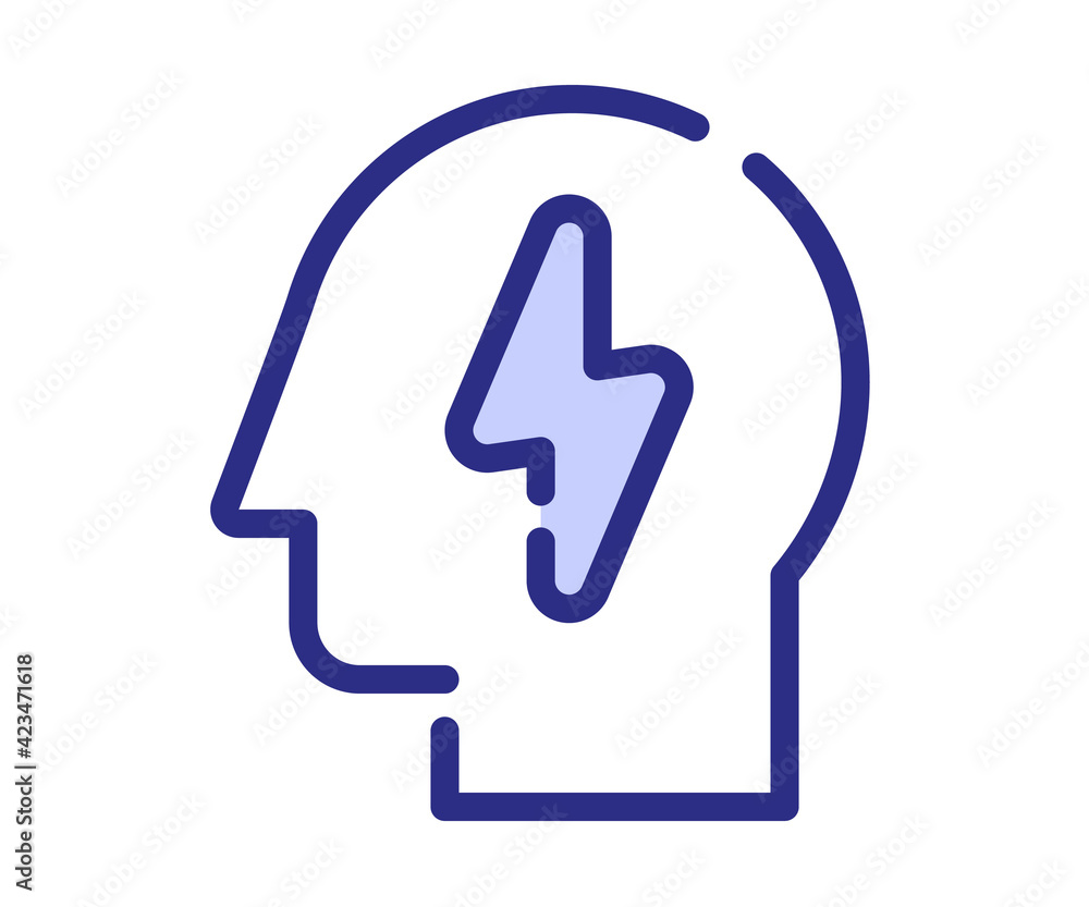 Poster idea thinking inspire single isolated icon with dashed line style and purple color