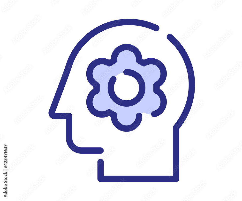 Poster thought process think single isolated icon with dashed line style and purple color