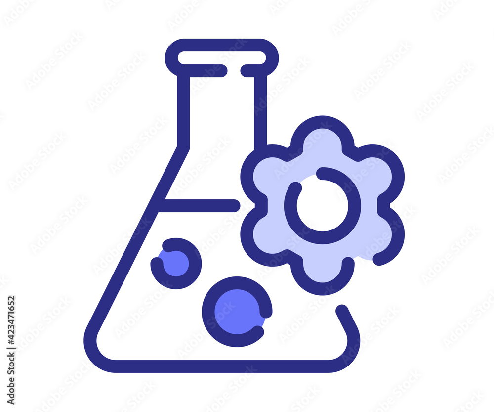 Poster formula ingredient experiment single isolated icon with dashed line style and purple color