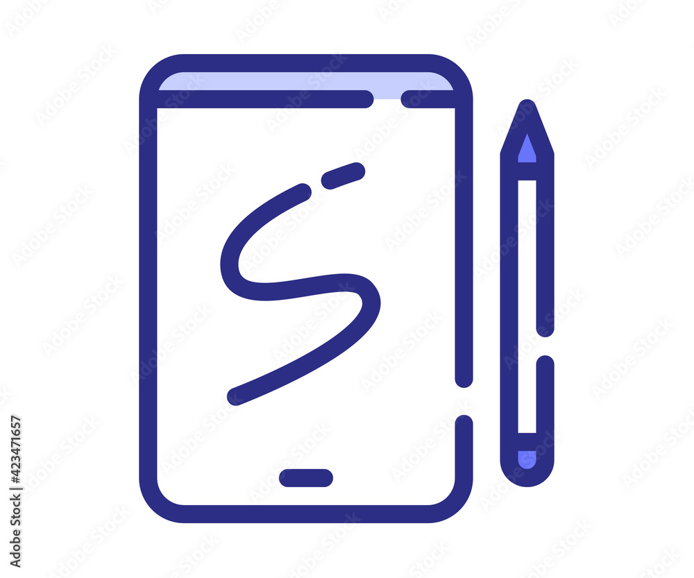 Aufkleber sketchbook tablet drawing single isolated icon with dashed line style and purple color