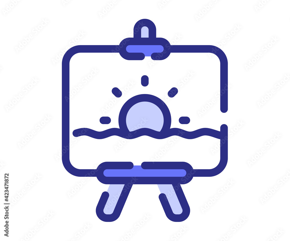 Poster canvas art painting drawing single isolated icon with dashed line style and purple color