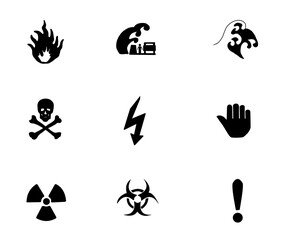 危険を知らせるアイコンのシルエットのセット