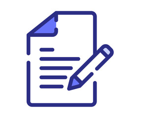 document create write single isolated icon with dashed line style and purple color