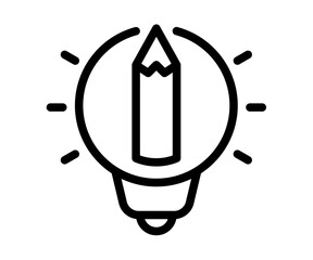 innovation light pen create single isolated icon with outline style black and white