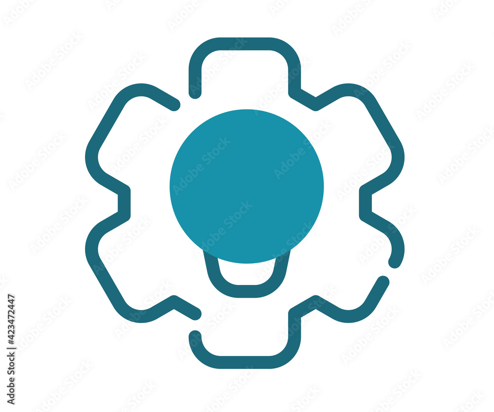 Poster creative process gear single isolated icon with solid line and dash style
