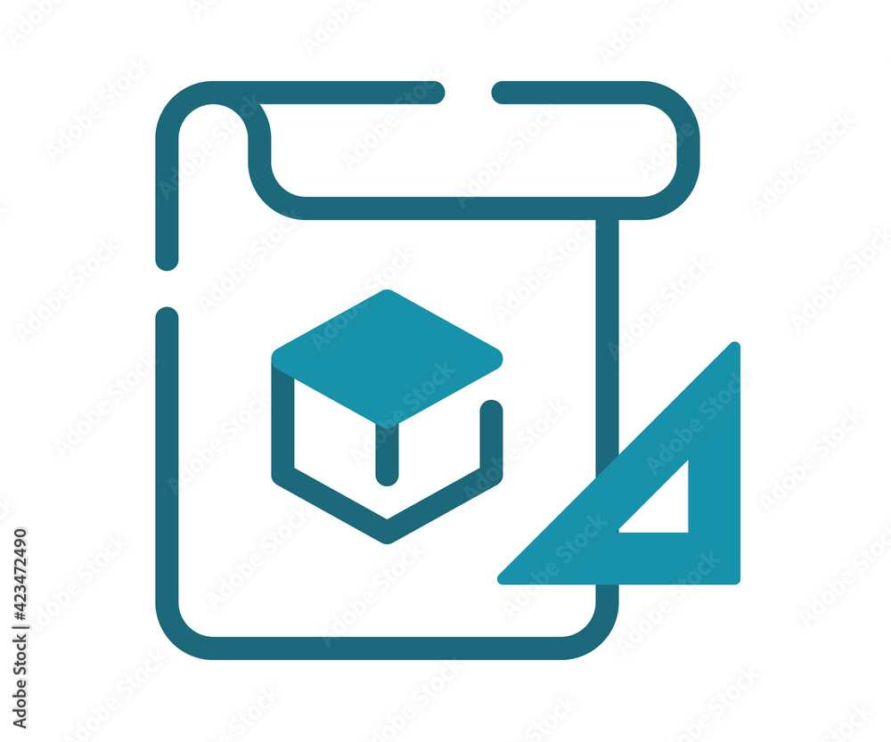Poster blueprint concept plan single isolated icon with solid line and dash style