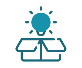 idea out of box light bulb single isolated icon with solid line and dash style