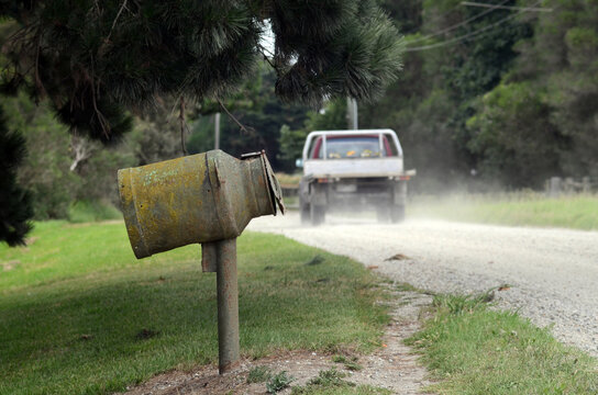 A Typical Mailbox On A Dirt Road In Outer Suburbia, Victoria