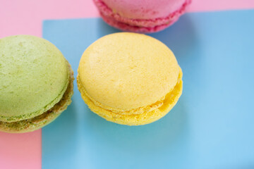 French dessert cookies - macarons made of almond flour. Traditional pastry of France