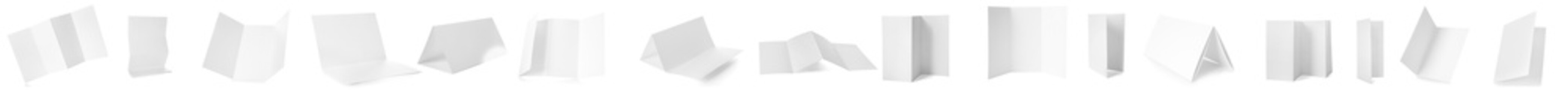 Set of blank brochures on white background