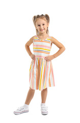 Cute little girl on white background