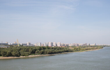 Fototapeta premium Russia Siberia Omsk metro bridge view of the Irtysh River summer