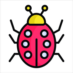ladybird, bug flat line icon
