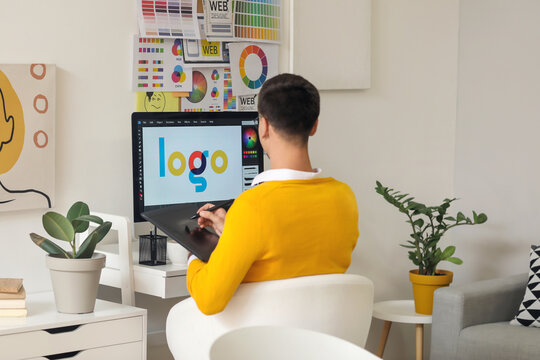 Graphic designer working in office