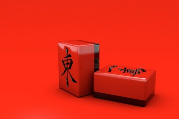 Red 3D Mahjong (East and Ten Thousand) 
