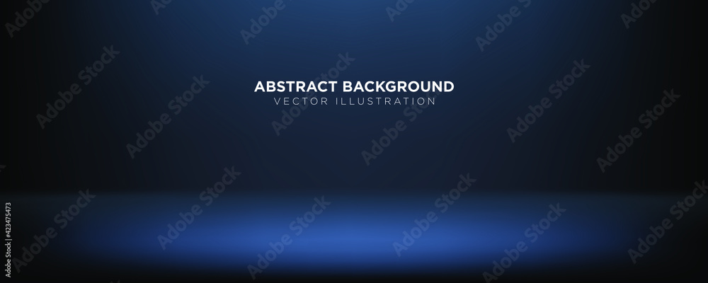 Poster smooth dark blue with black vignette - panoramic background or studio with blank space. eps10 vector